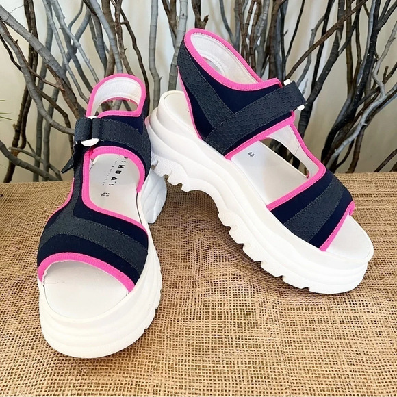 Joshua Sanders Fuxia Spice Scuba Pink Platform Sandals - Picture 3 of 15